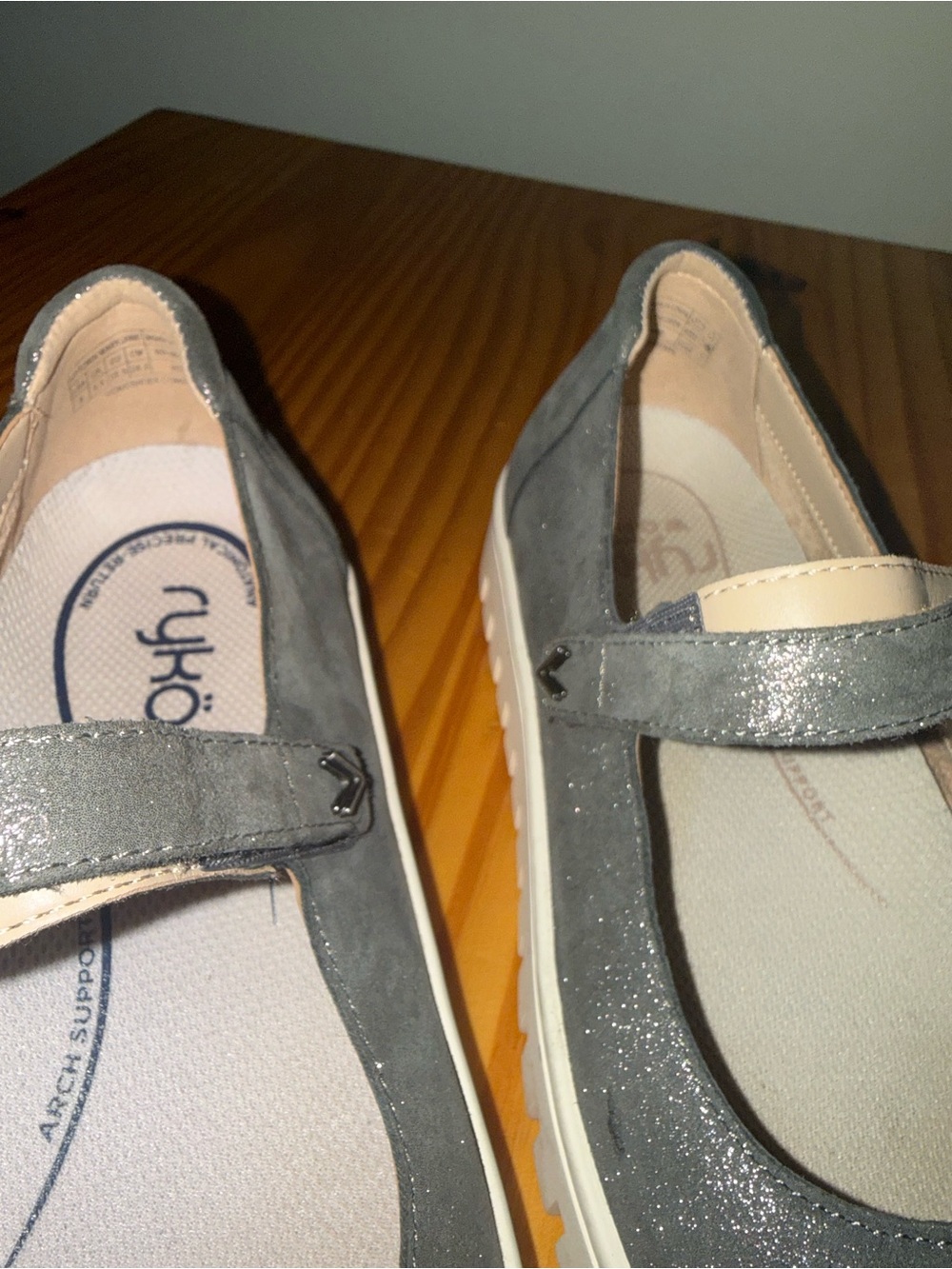 Ryka Gray Glitter Mary Jane Sneakers with White Platform - Picture 9 of 15